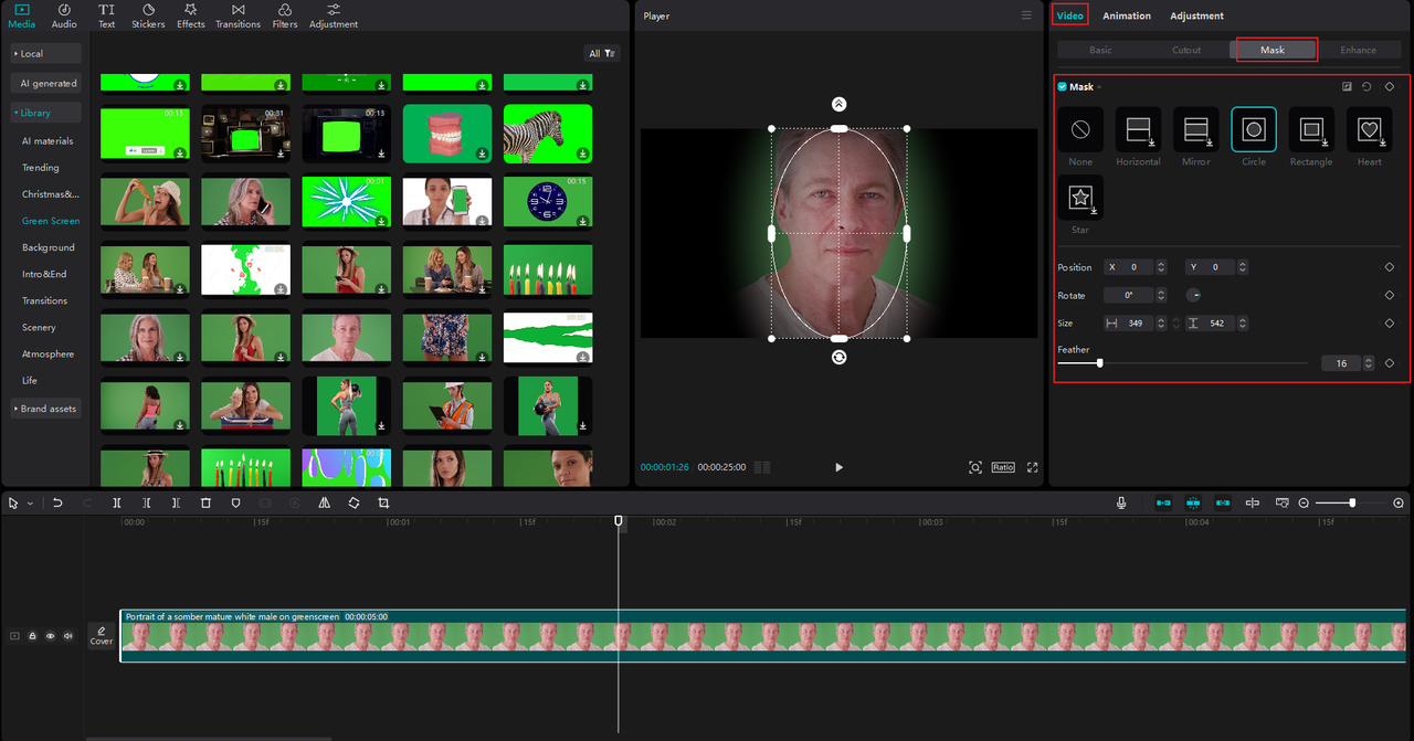 how to remove a chroma key green background with custom removal on the CapCut desktop video editor 