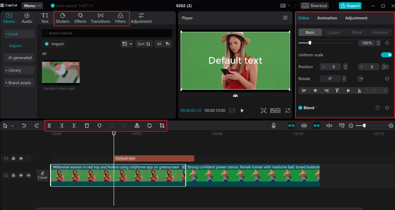 Media resources for green screen background videos on the CapCut desktop video editor
