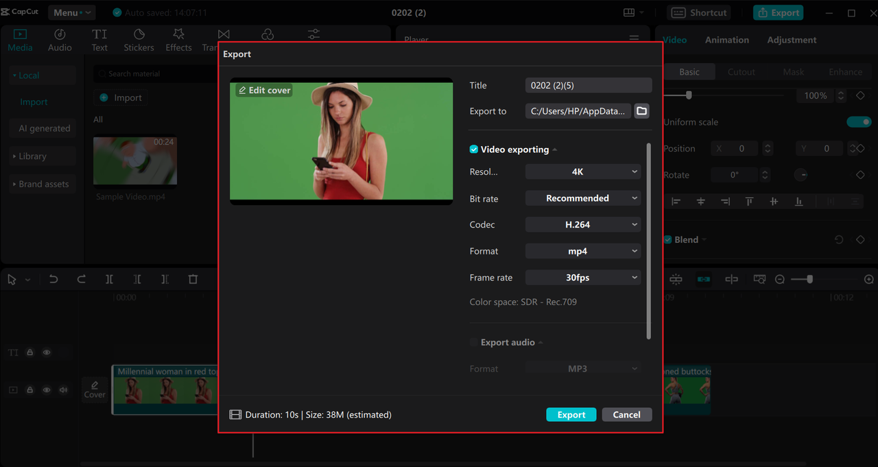 Share green screen background videos from the CapCut desktop video editor