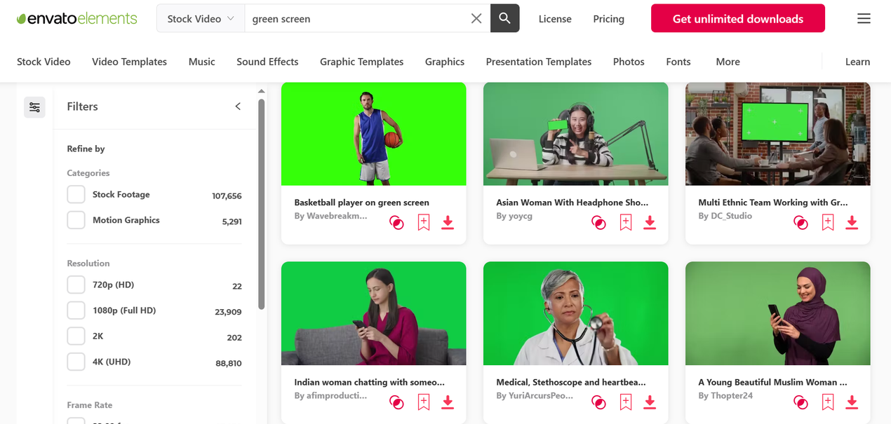 Envato Elements green screen background videos