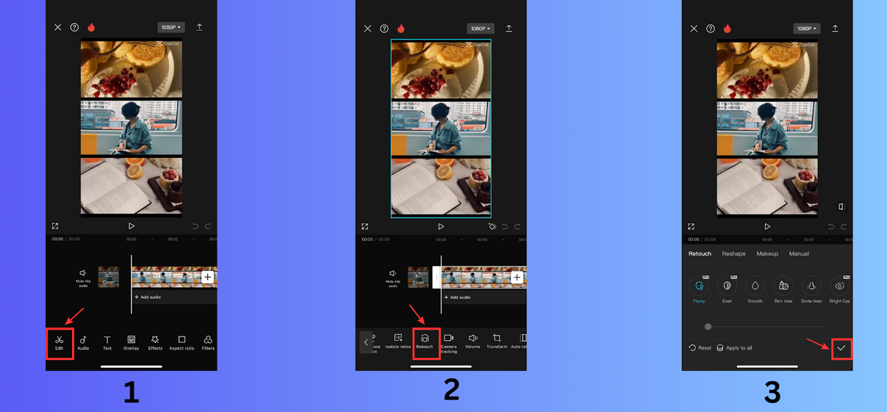 AI retouch for vlog videos