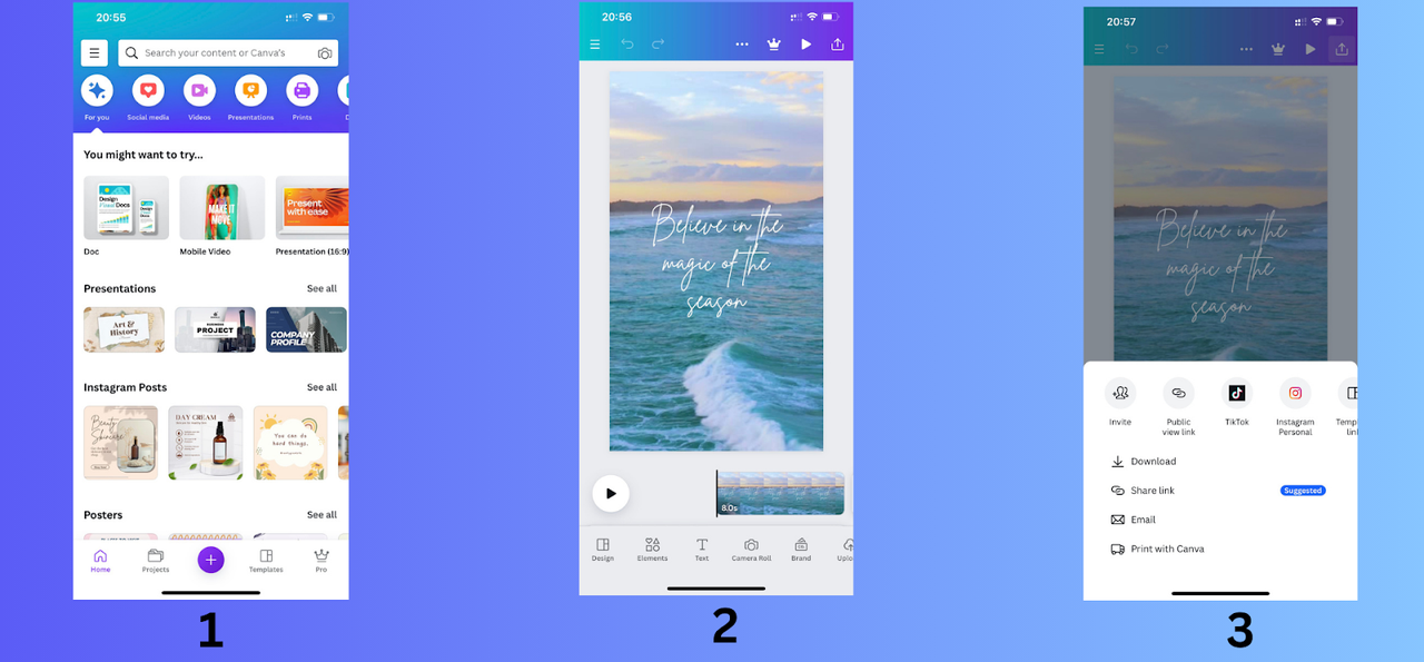 Customize a reel template at Canva
