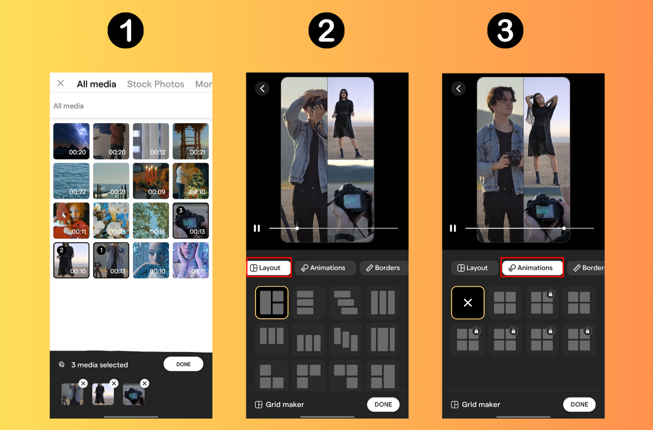 Create a video collage on Mojo