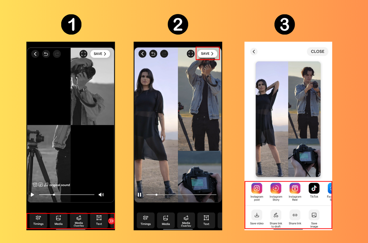 Export your video collage on Mojo