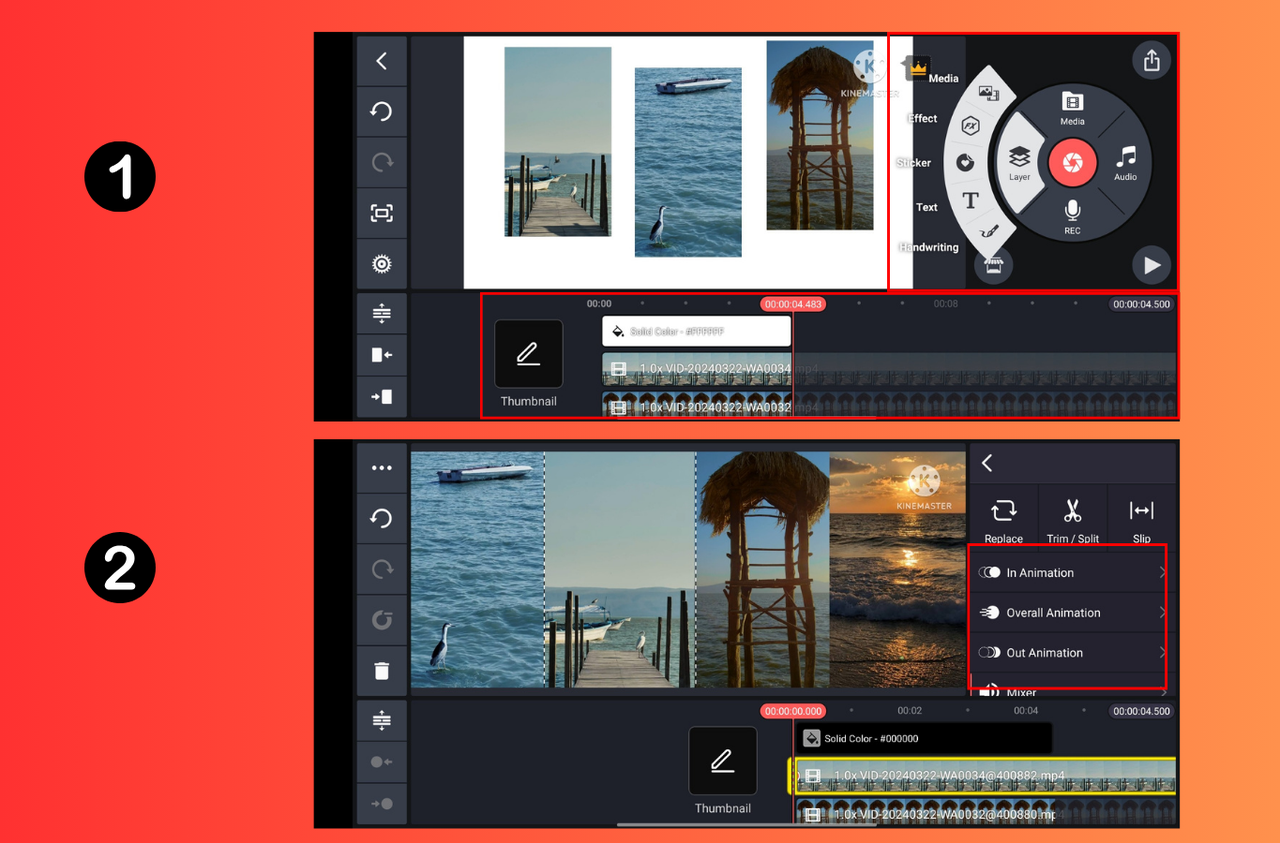 Create a video collage on KineMaster