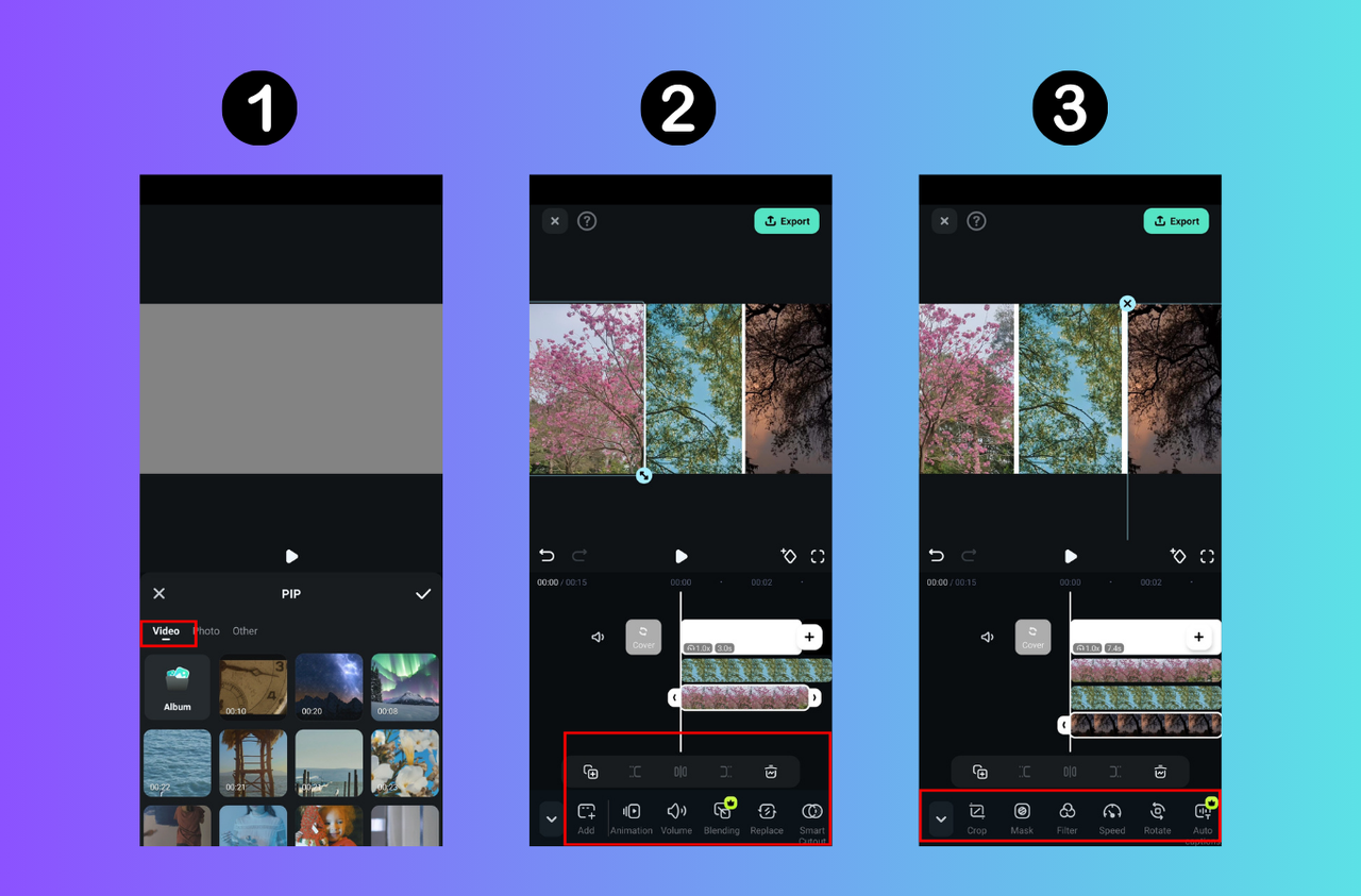 Create a video collage on Mojo