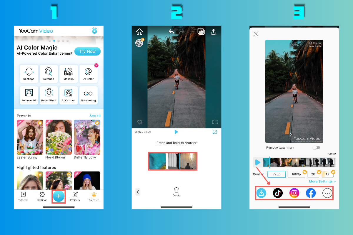 Create a video collage on YouCam Video Editor