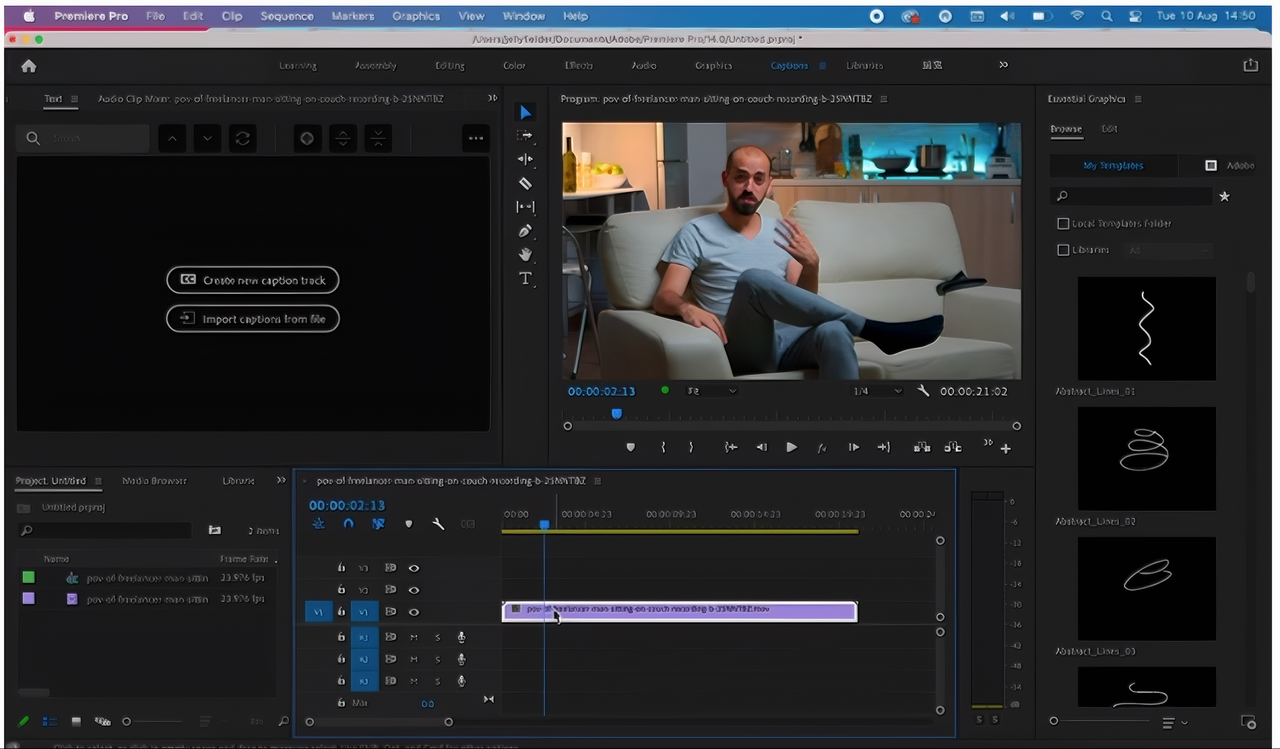 Add captions to video in Premiere Pro