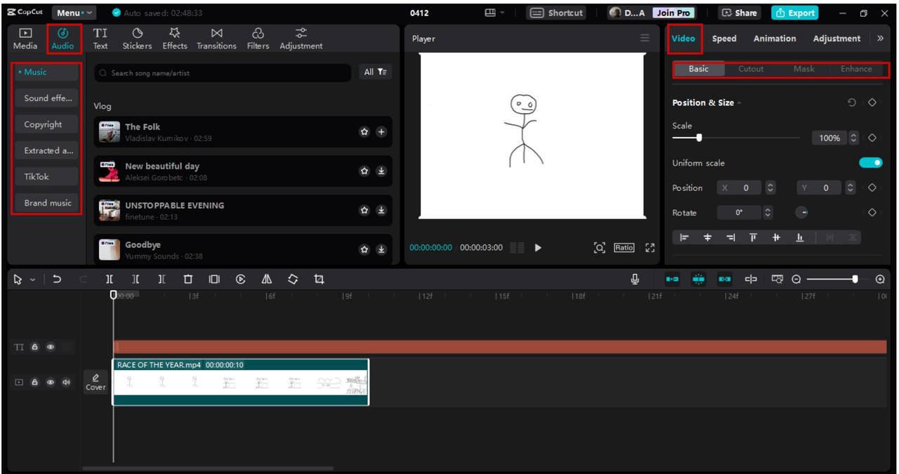 Audio and video features in CapCut desktop editor