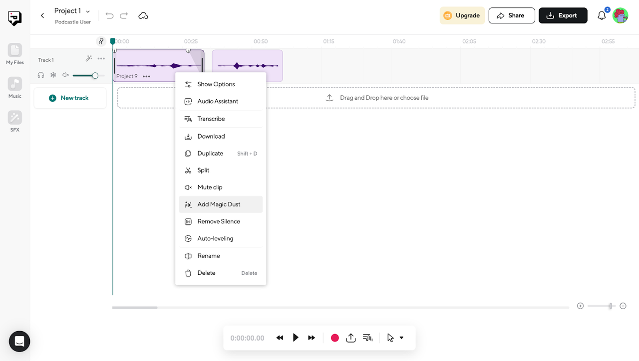 front interface screenshot of Podcastle web platformV