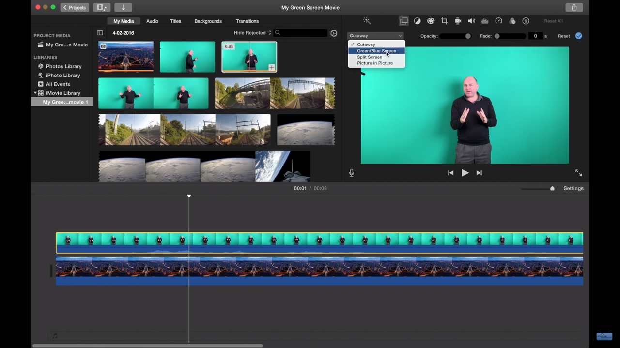 apply green screen effect in video on iMovie