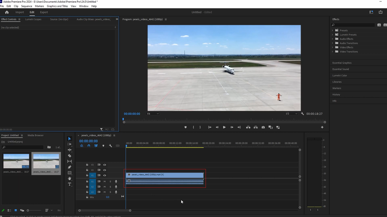 import video to add music in Premiere Pro