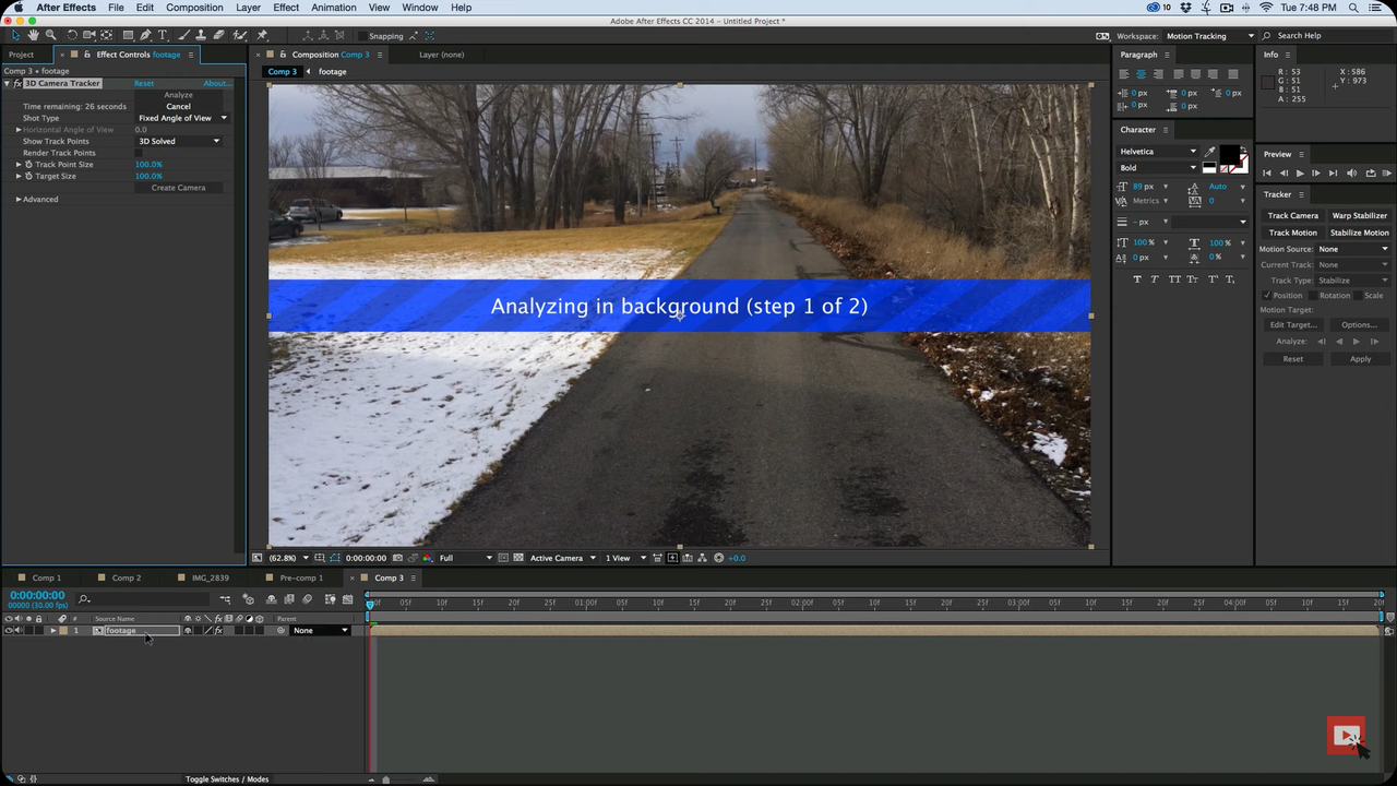 3D camera motion tracking After Effects