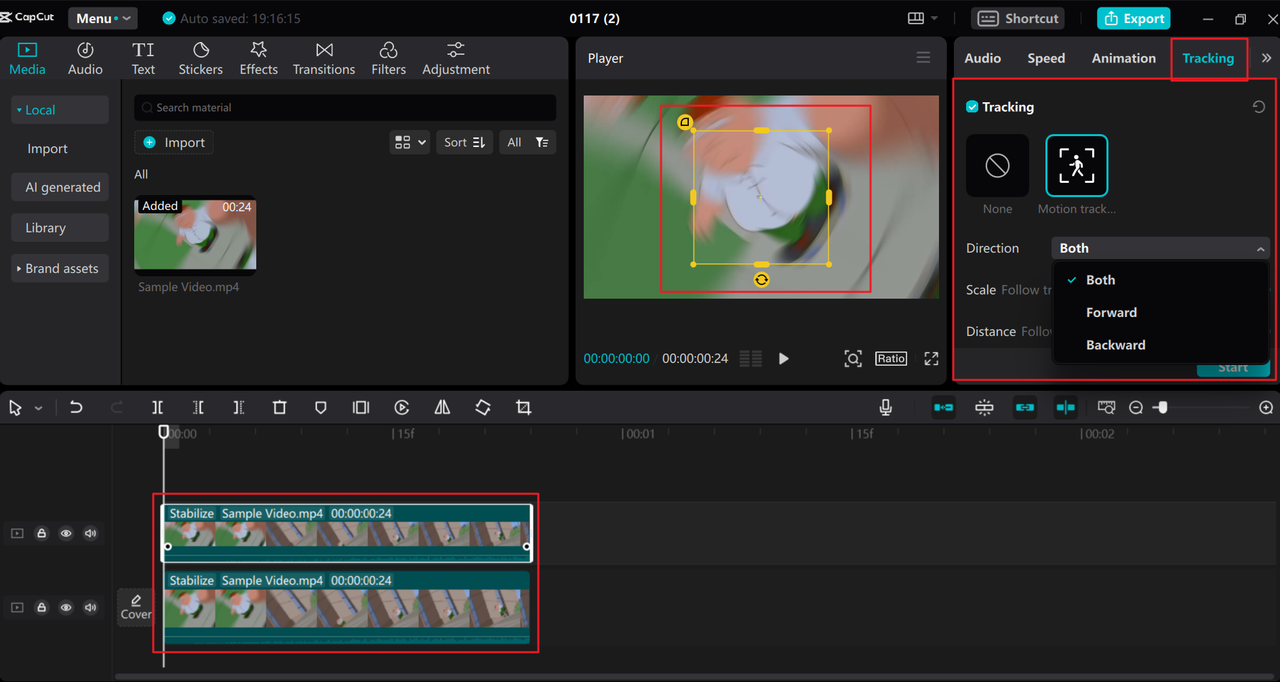 Motion tracking on the CapCut desktop editor, a motion tracking After Effects alternative