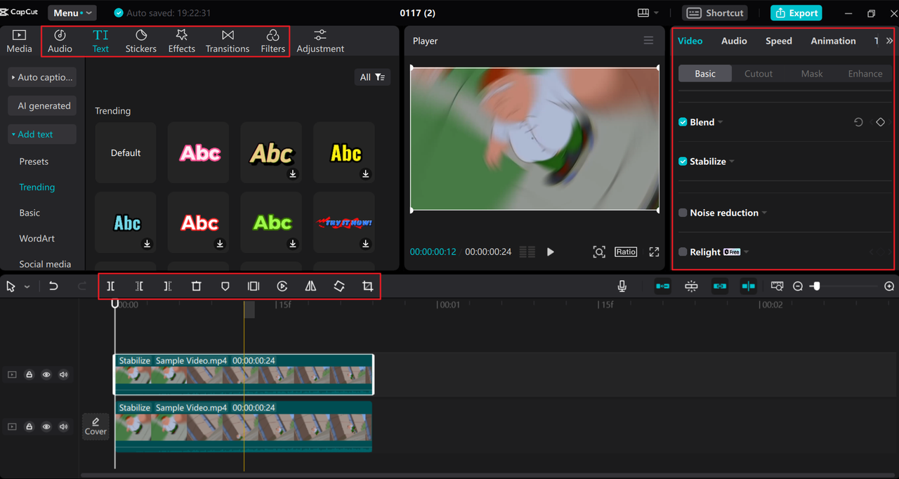 Video editing features on the CapCut desktop editor, a motion tracking  After Effects alternative