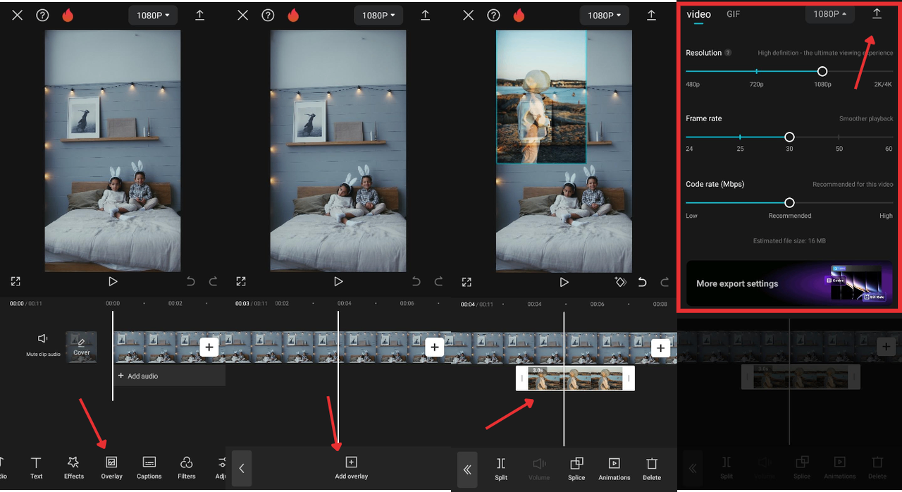 overlaying pictures on videos using capcut