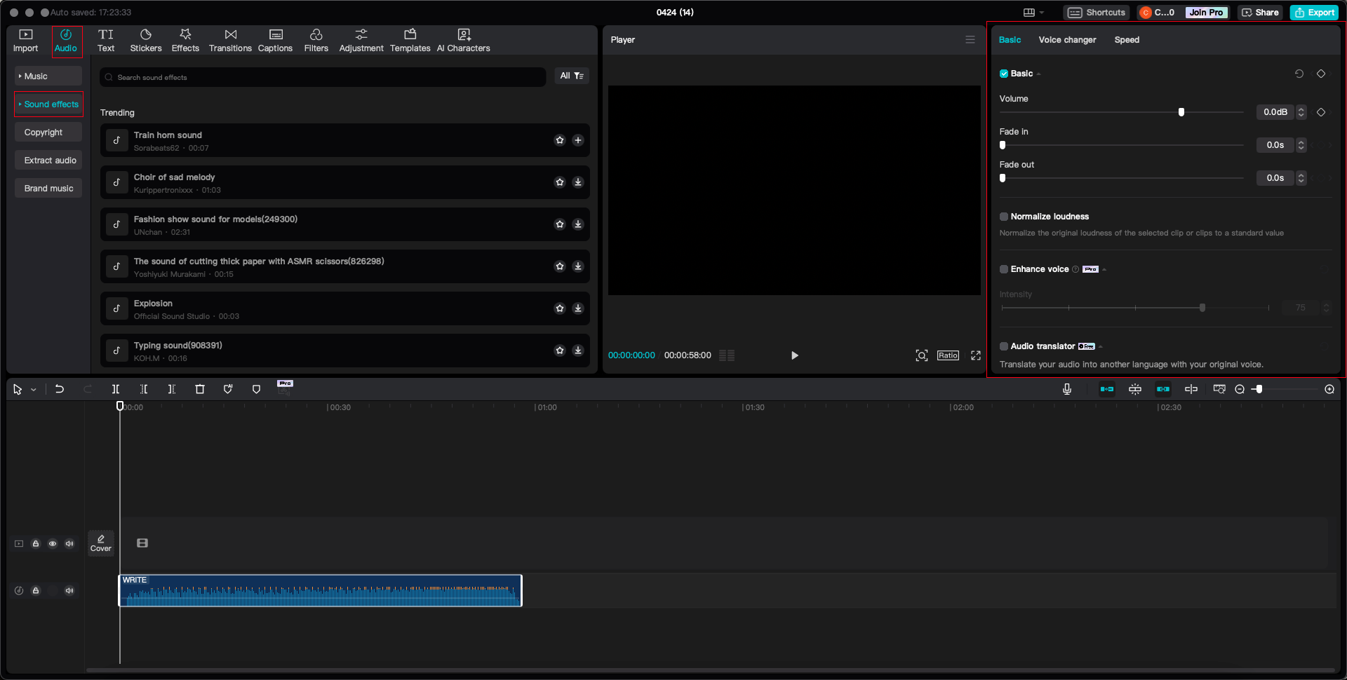 edit audio on CapCut