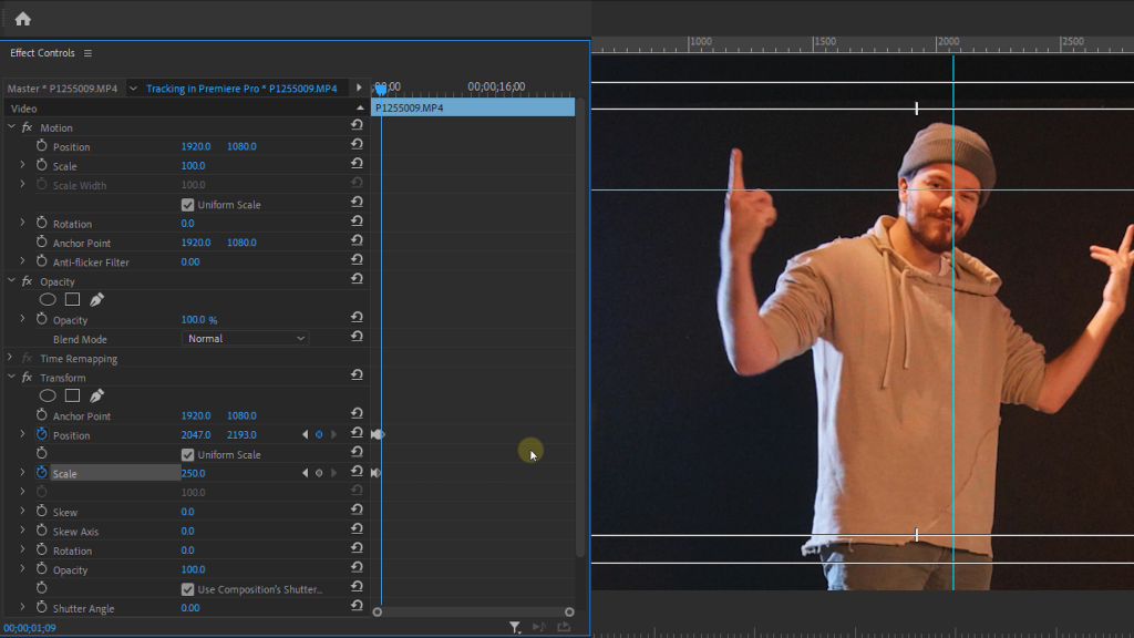 Center tracking in Adobe Premiere Pro