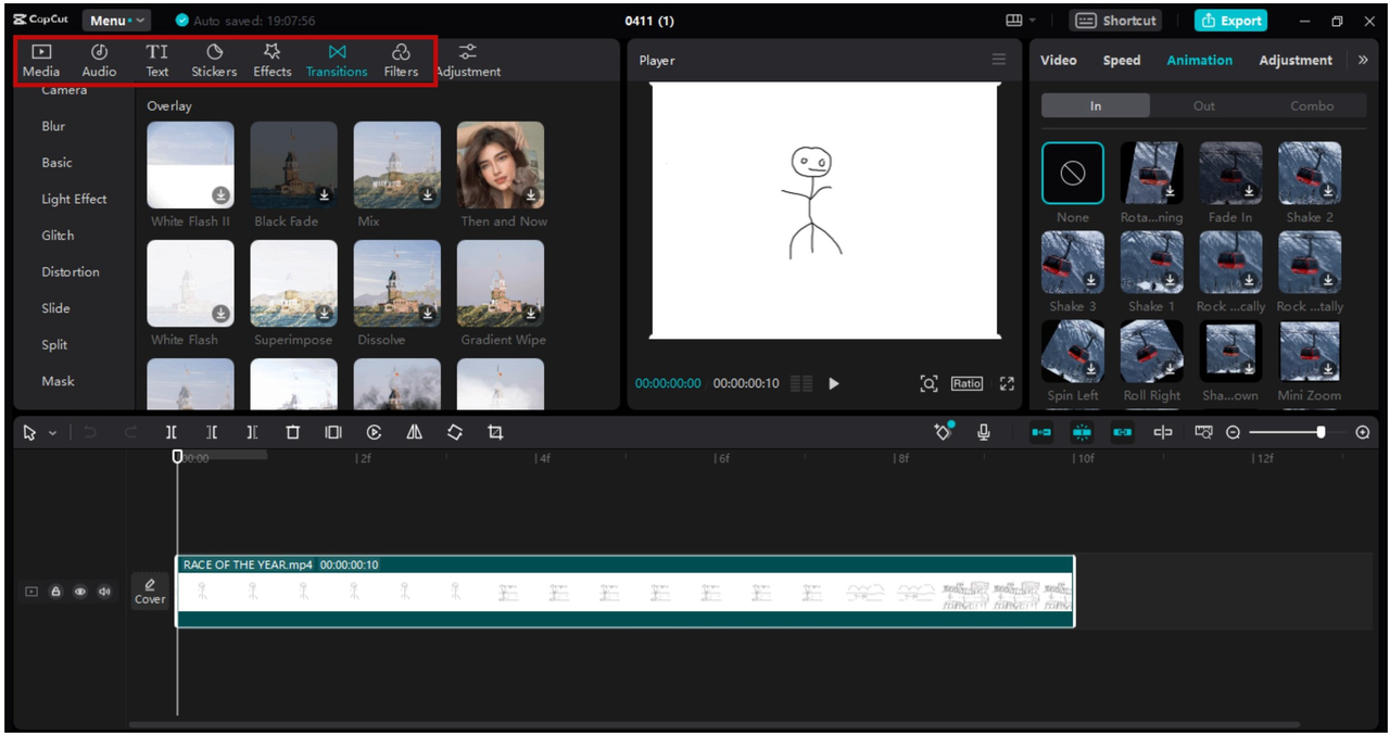 Edit animation in CapCut desktop editor