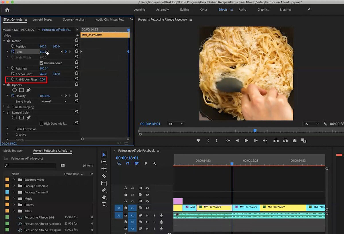 How to use the flicker free Premiere Pro feature  