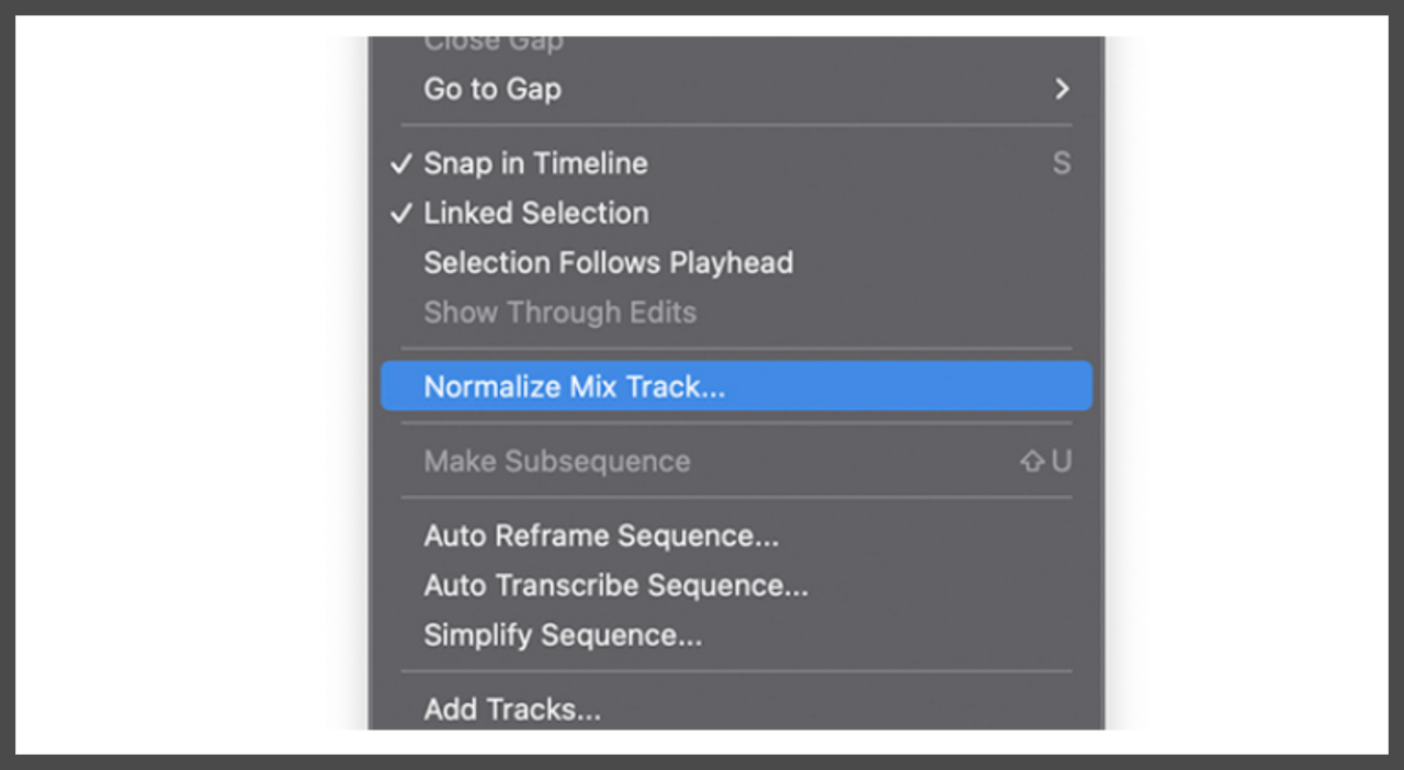 right click on the sequence timeline you want to normalize on Adobe Premiere Pro