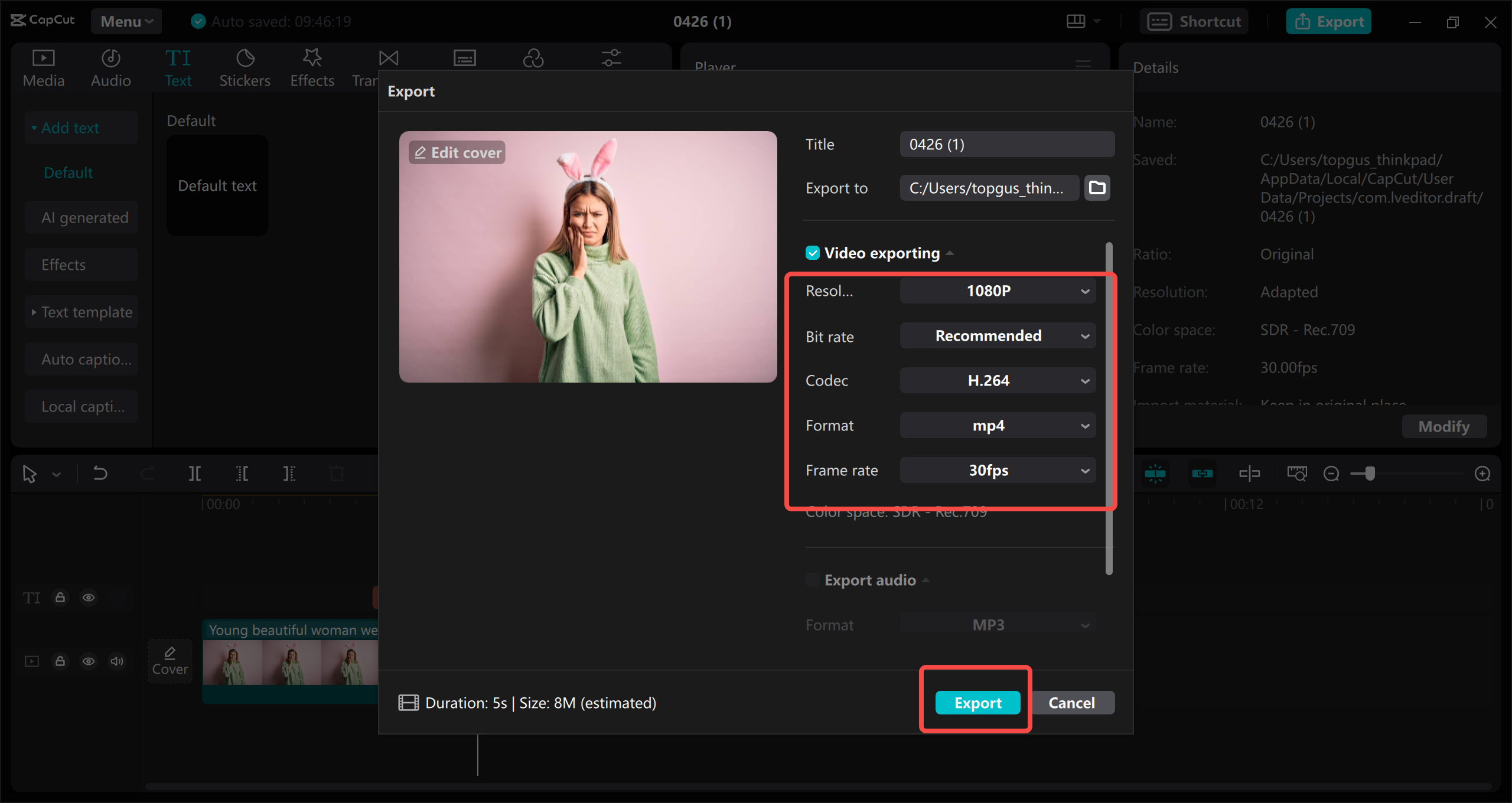 Export and share videos