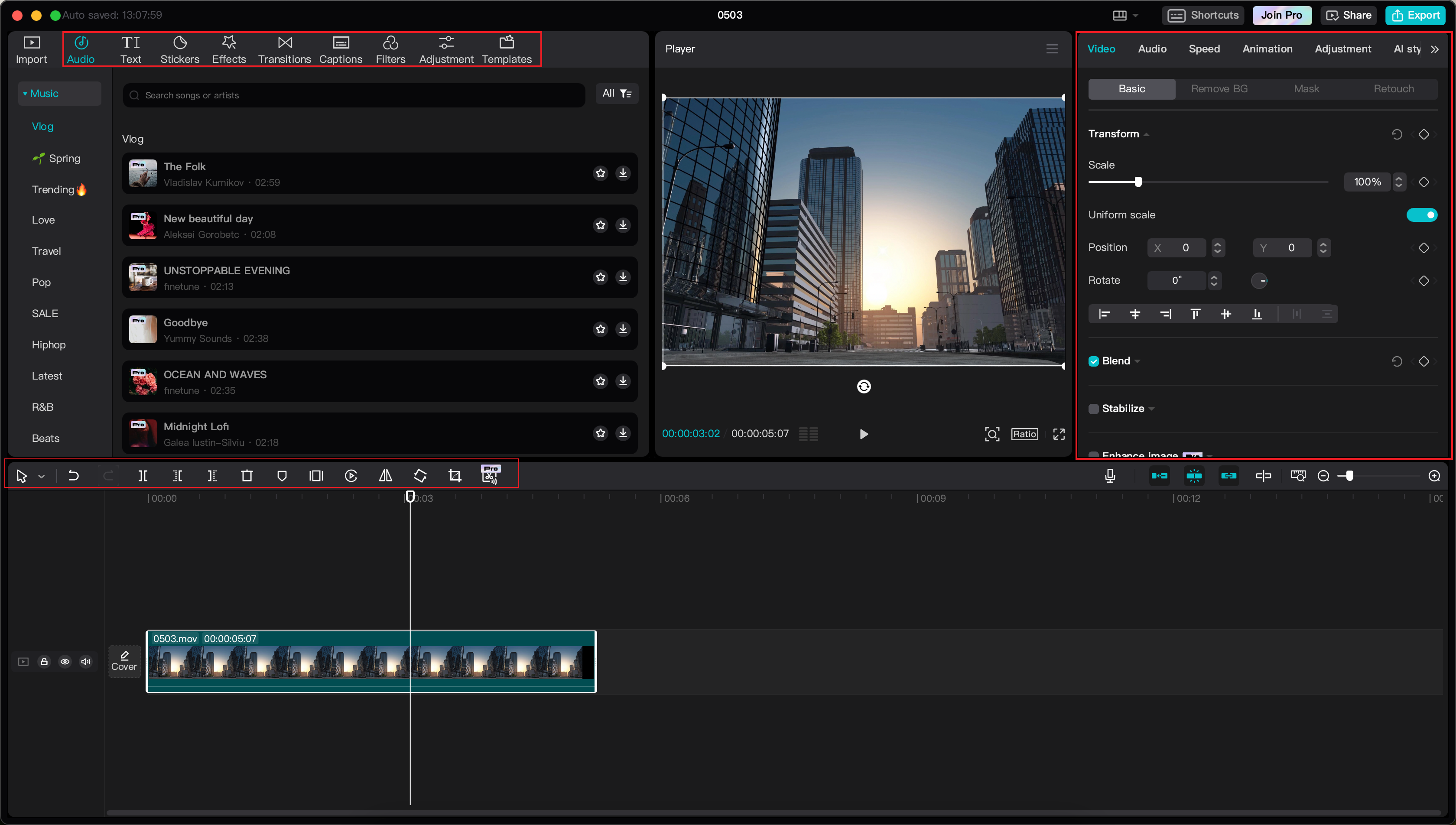 editing features on CapCut