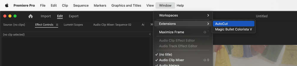 How to access AutoCut on Adobe Premiere