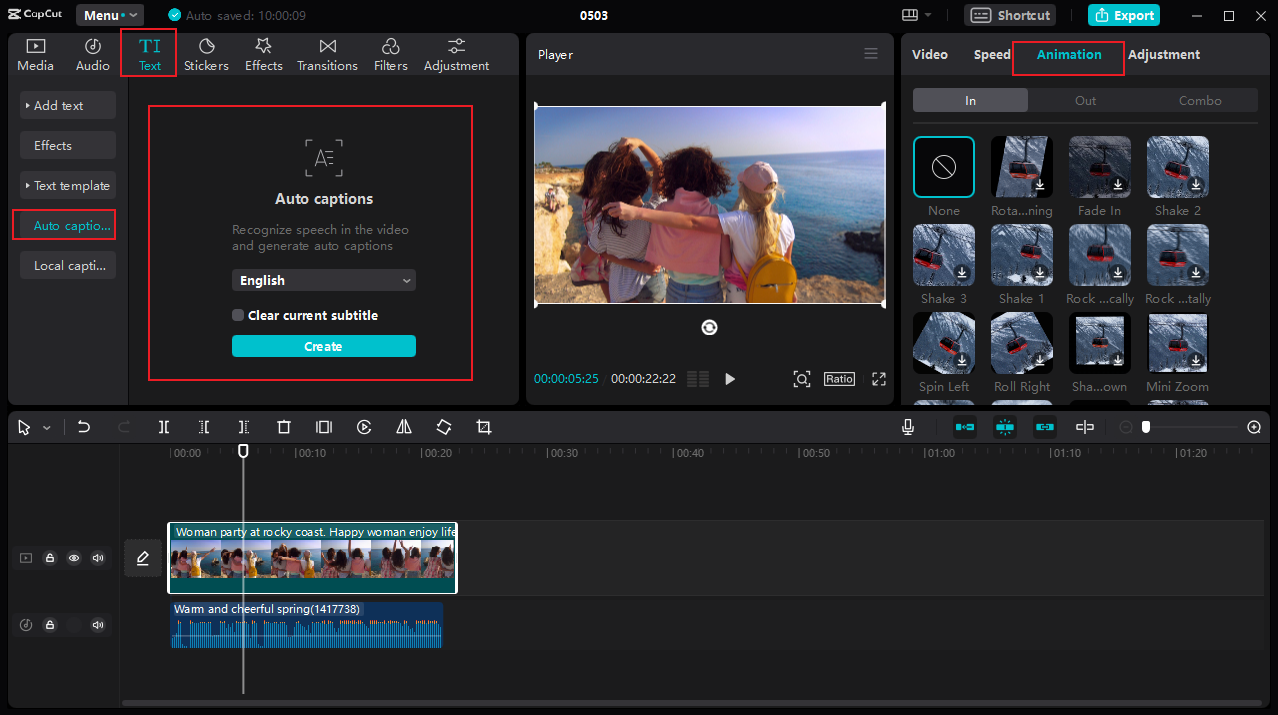 How to add auto-captions and animations to your video using CapCut PC