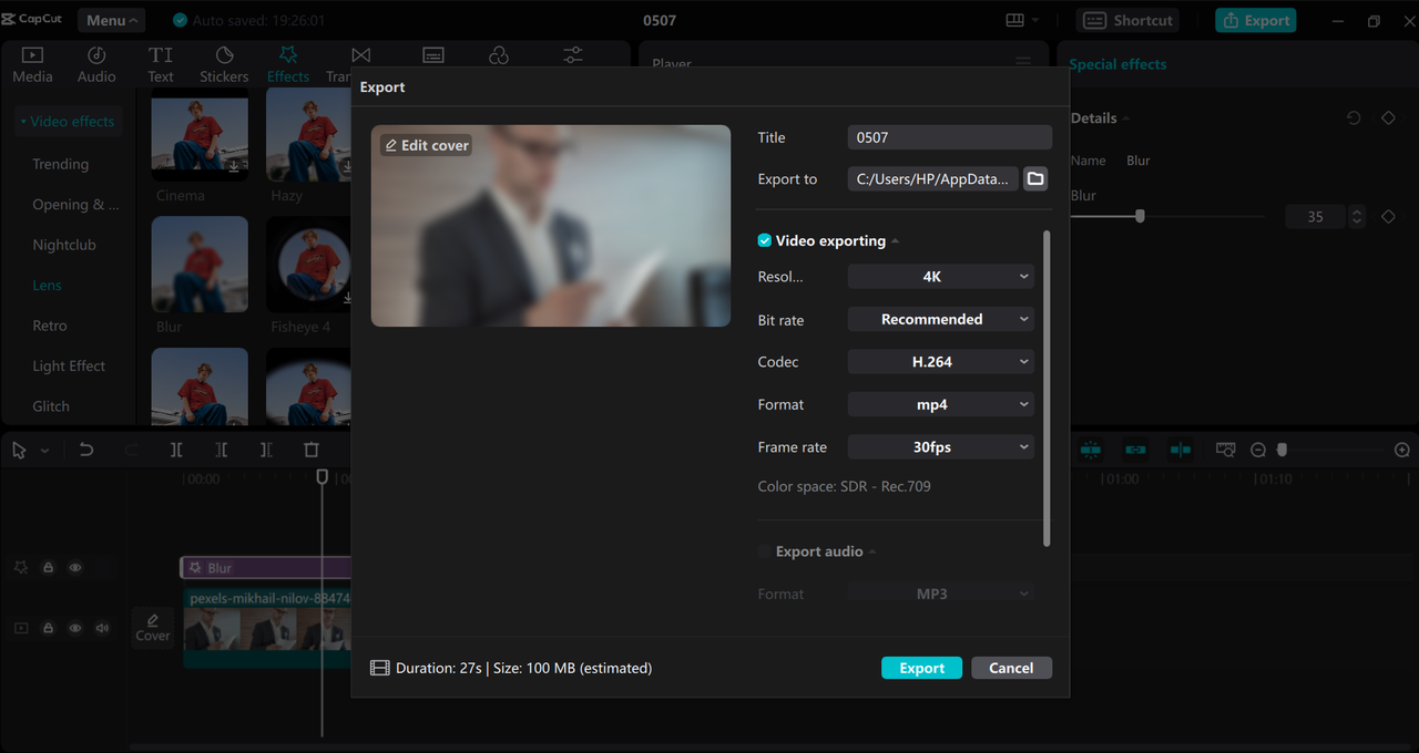 How to blur videos in CapCut and export