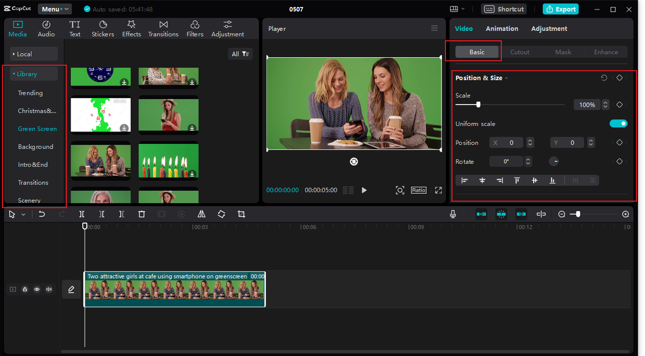 how to add video from the library and apply basic edits on the CapCut desktop video editor