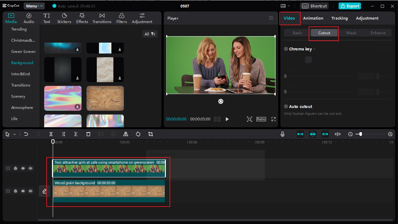 how to align videos and access Cutout feature on the CapCut desktop video editor