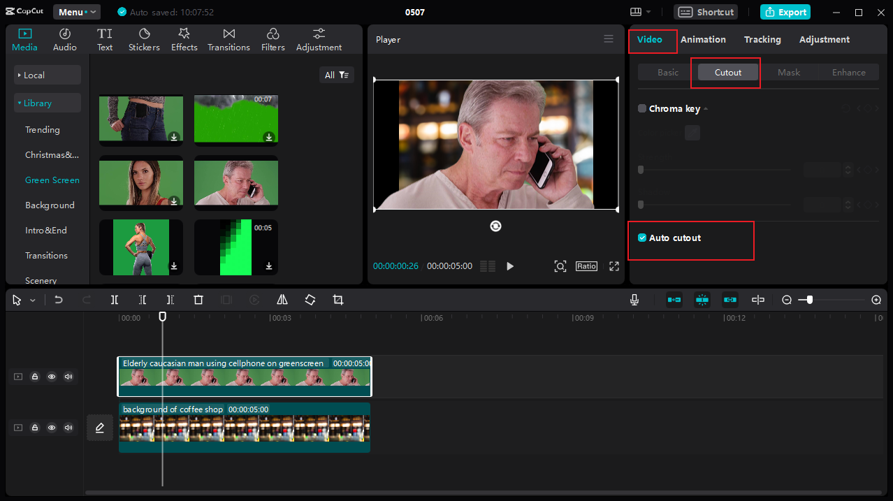 how to apply Auto cutout on the CapCut desktop video editor