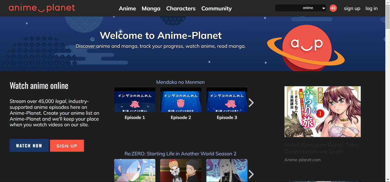 Anime-Planet, one of the best English dubbed anime websites