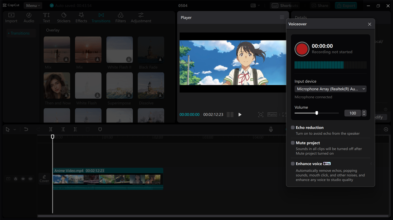 How to make the free dubbed anime using CapCut's audio editing features 