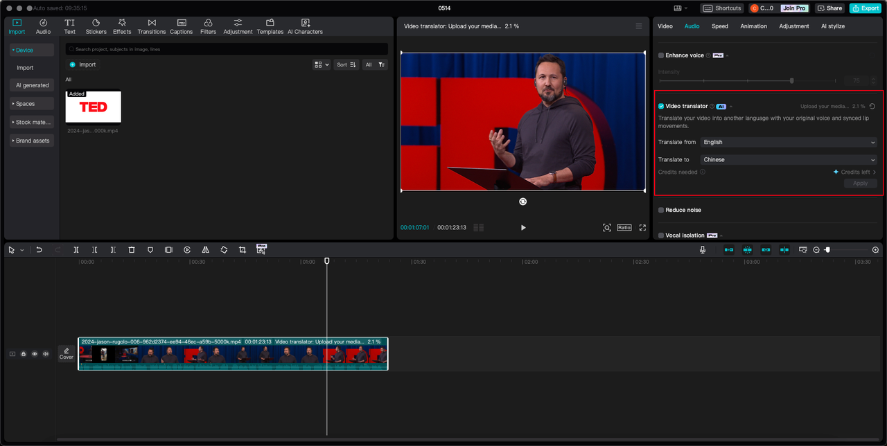 CapCut video translator