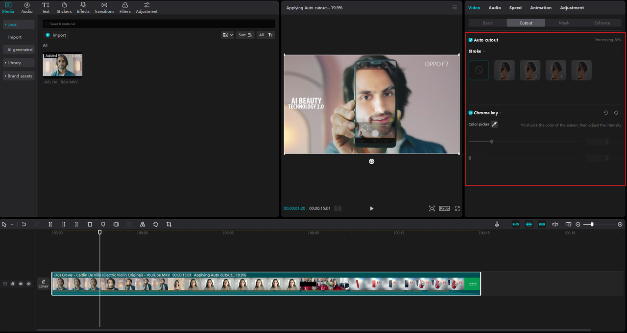 how to use CapCut's auto cutout and chroma key