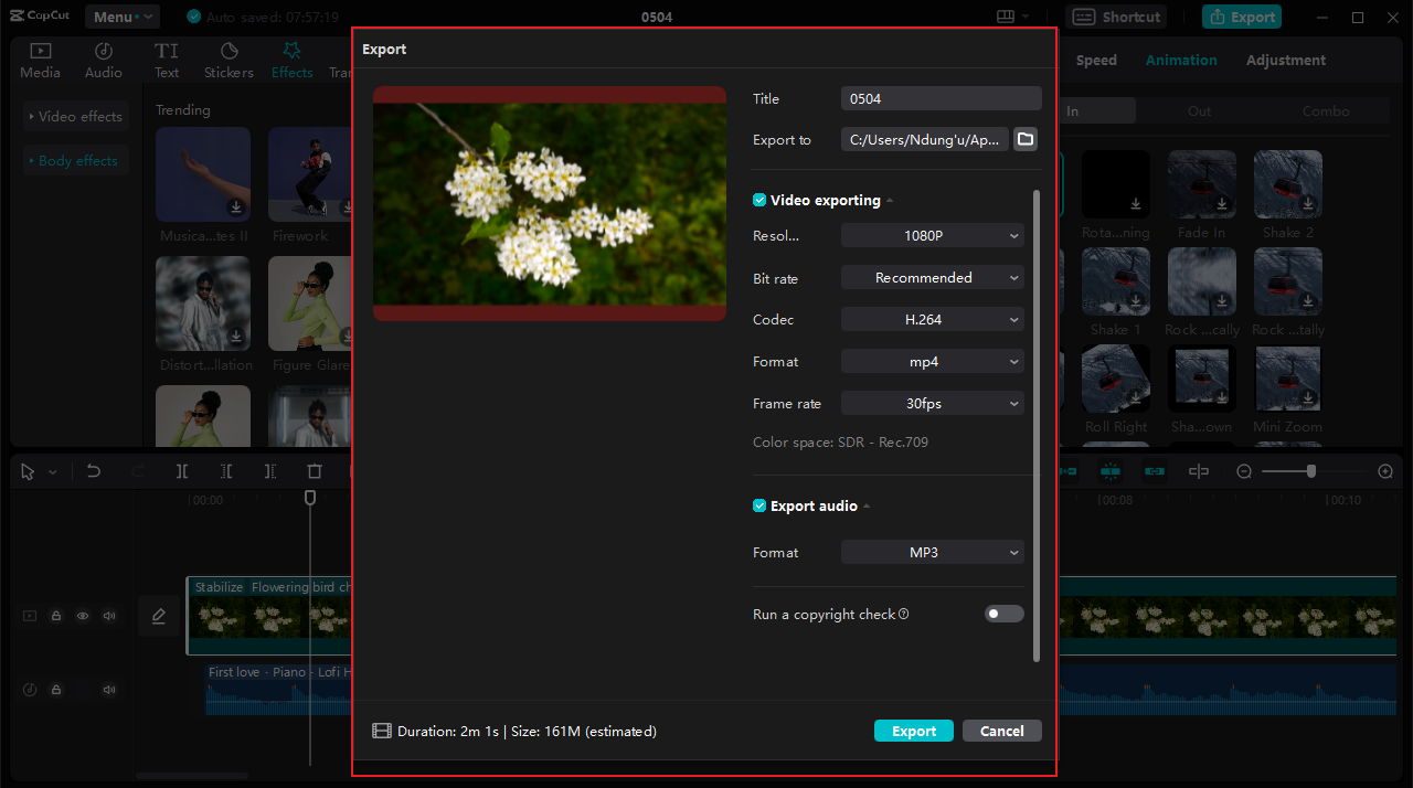 How to export videos on CapCut PC