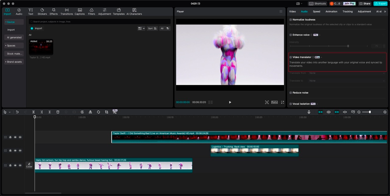 Dub a video with CapCut PC's free AI dubbing tool