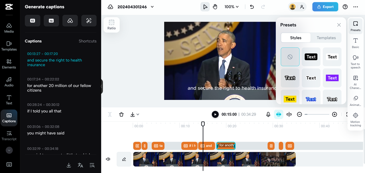 Translate videos to Arabic using the CapCut online video editor