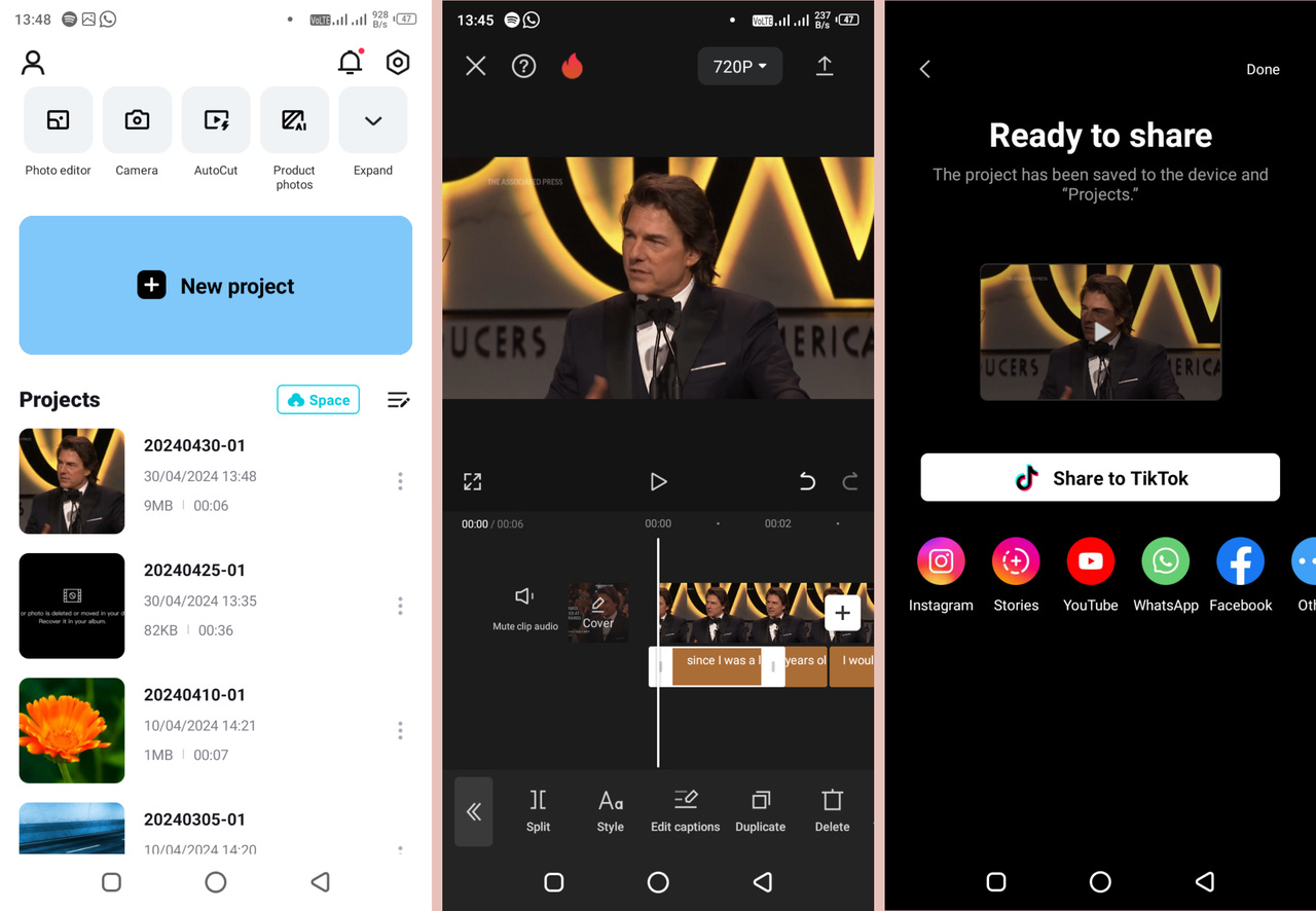 Translate videos to Arabic using the CapCut mobile video editor