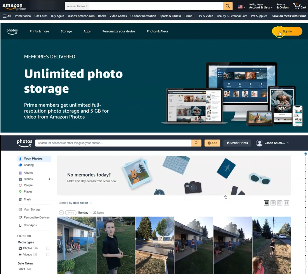 Login to Amazon Photos account