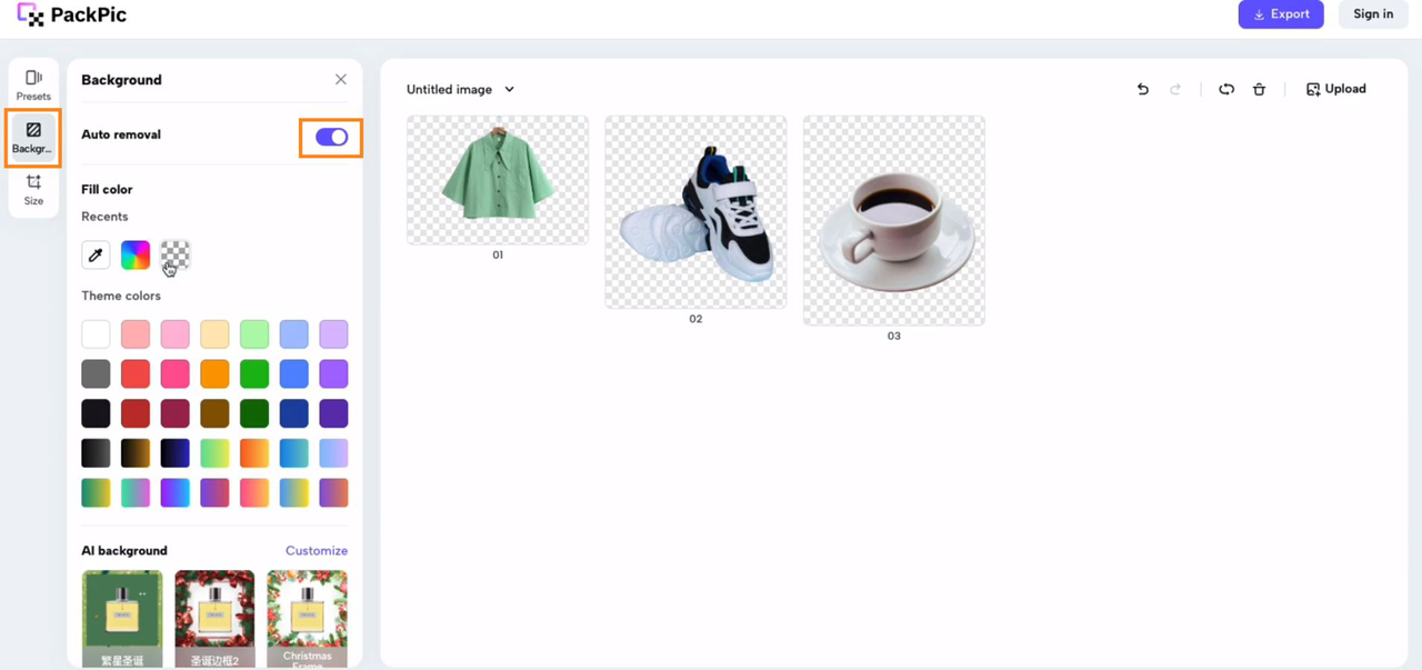  Remove background of your product photos with PackPic