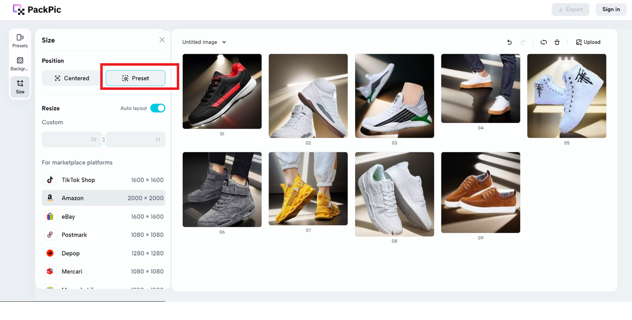 select the ideal photo size for Shopify