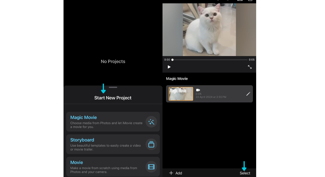 create a new project and select a video