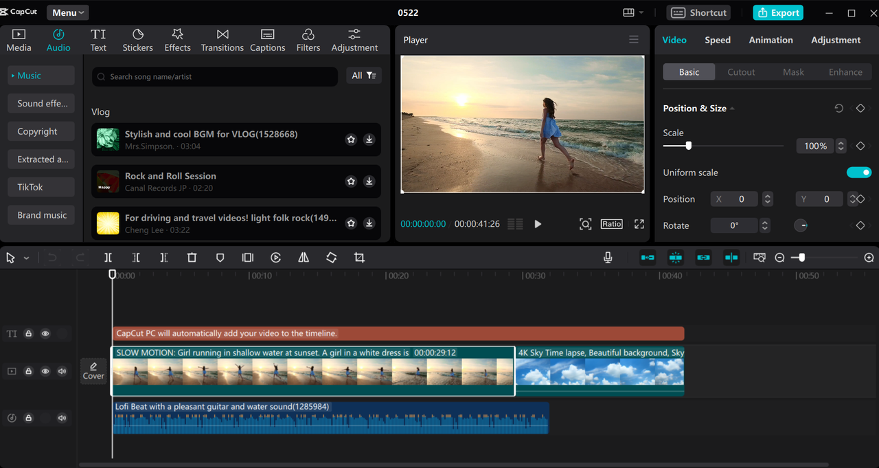  CapCut desktop video editor interface