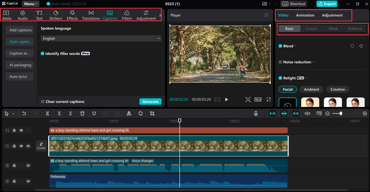 Using AI tools in CapCut desktop video editor to edit video