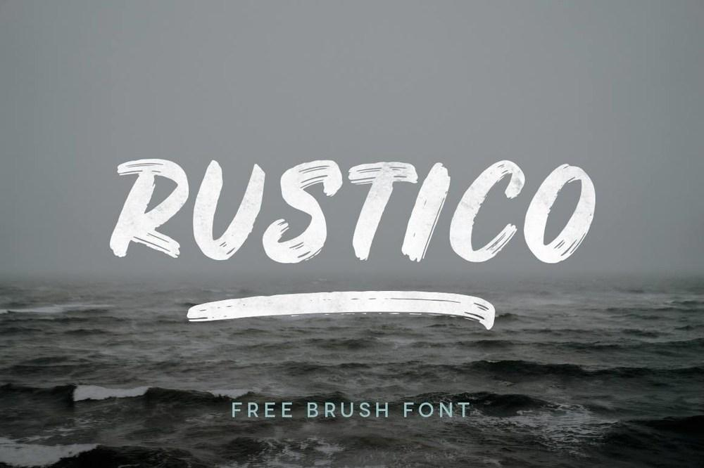 Rustico Font sample highlighting bold, hand-brushed script design for logos and posters