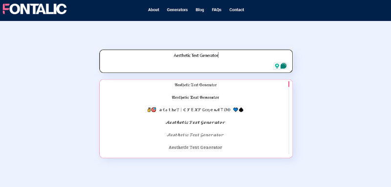 Fontalic interface