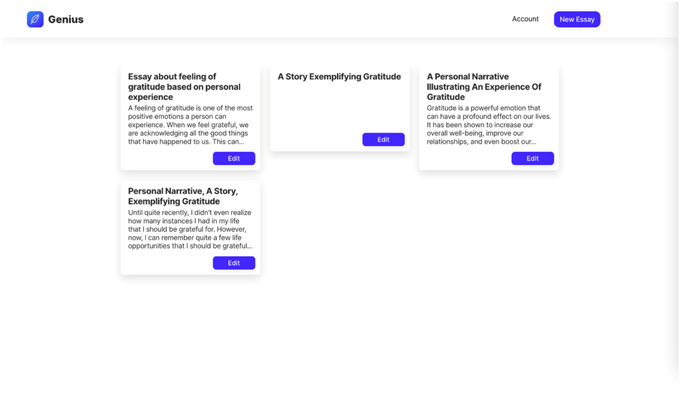 Generating and editing essays using EssayGenius.AI